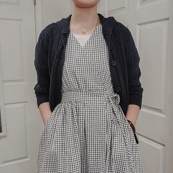 Women's Blue Cable Knit Cardigan - Picture 2 of 8